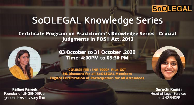 Certificate Program on Practitioner's Knowledge Series - Crucial Judgments in POSH Act, 2013