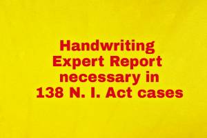 necessary to seek handwriting expert report in section 138 Negotiable Instructions Act cases